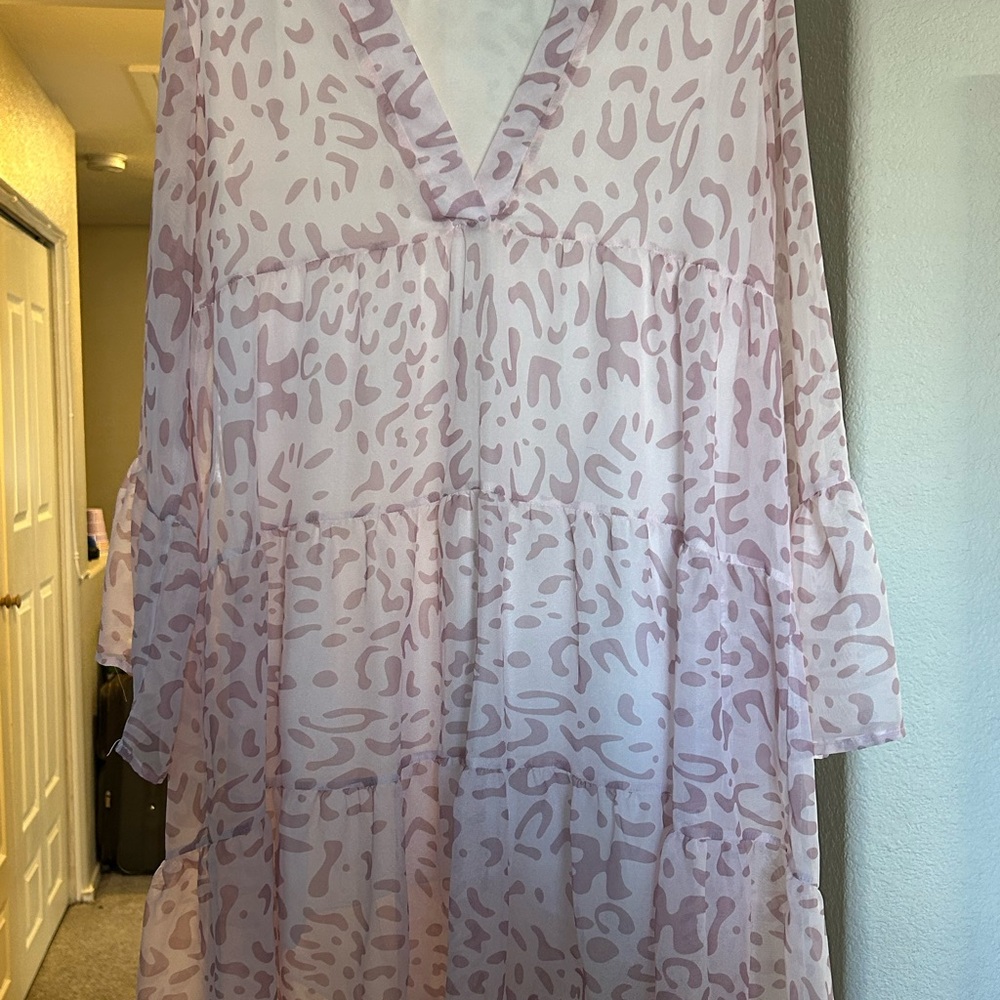 Pink Animal Print V-Neck Dress
